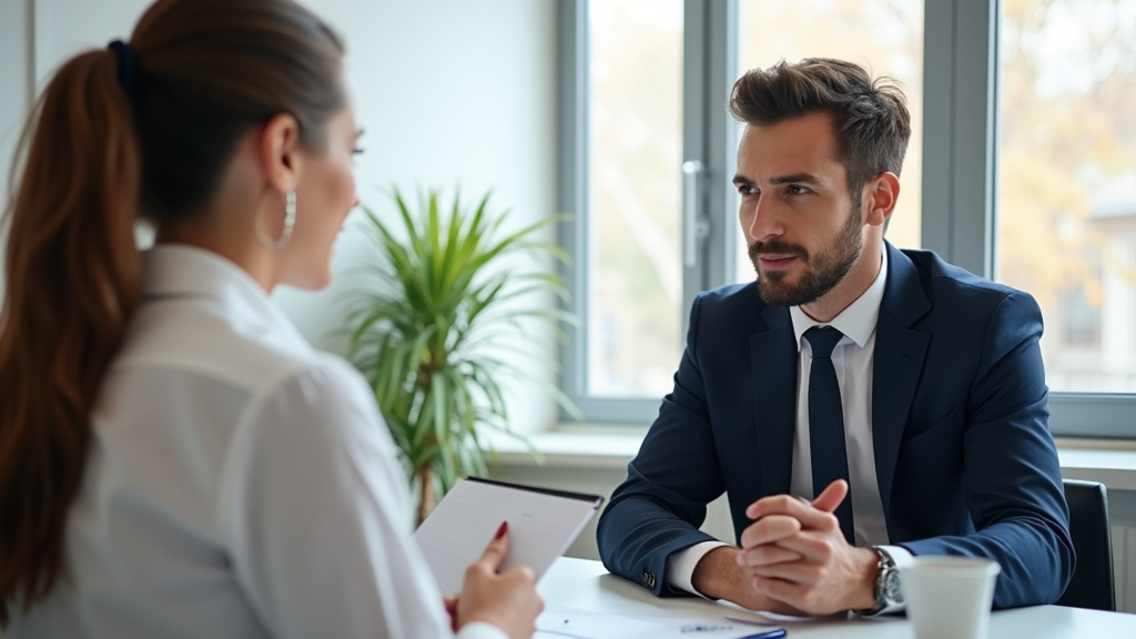 Consultation entre un agent immobilier et un client à Meslan
