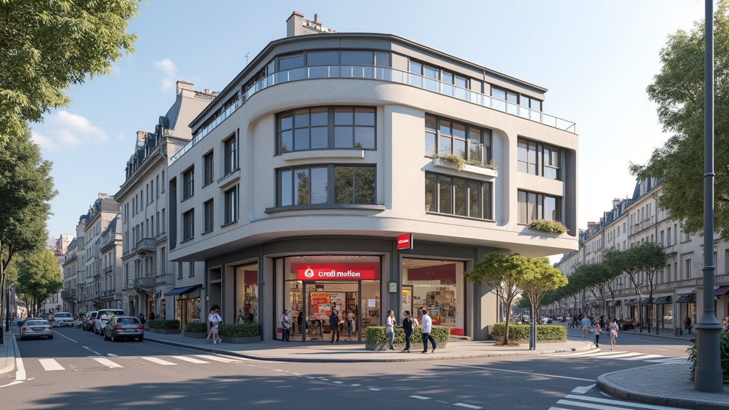 Façade de l’agence Crédit Mutuel Grenoble Rivet située place Gustave Rivet