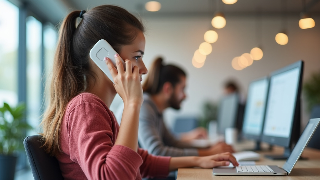 Personne utilisant son téléphone pour contacter le service client Cofidis