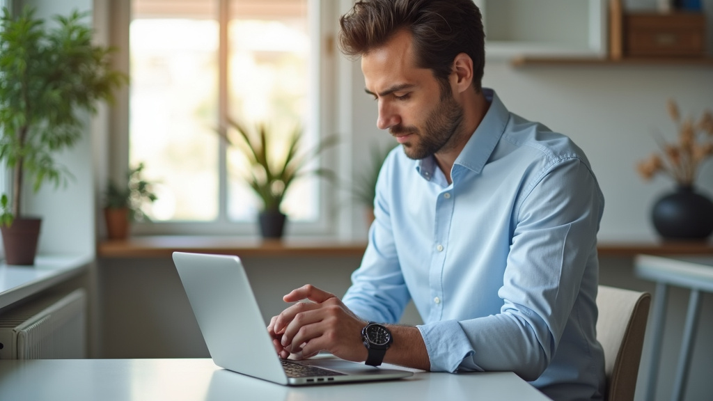 Utilisateur consultant son iPhone en ligne avec prudence avant achat