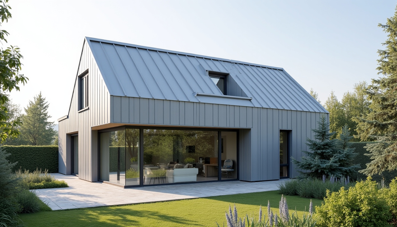 Exemple de maison neuve contemporaine à Neufchâtel-en-Saosnois avec grandes baies vitrées et toiture en zinc