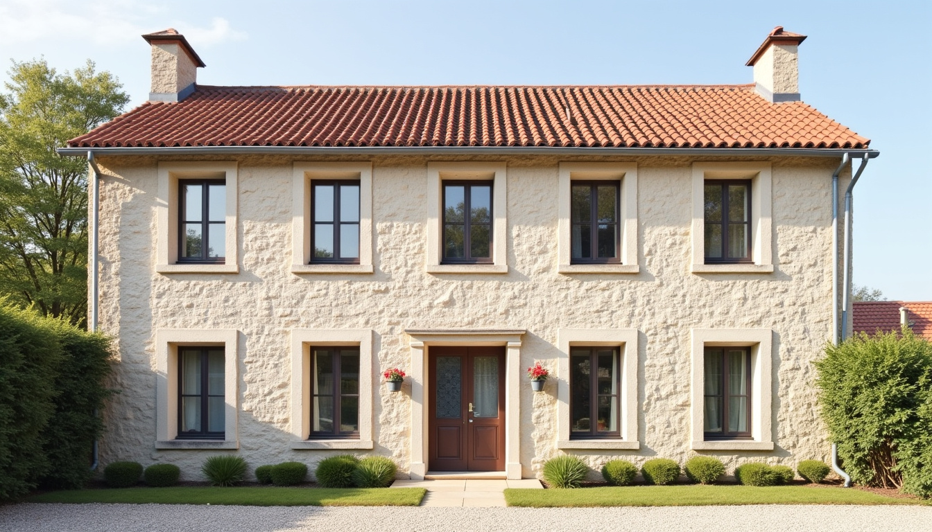 Maison en pierre typique de Saint-Martin-Valmeroux avec toiture en ardoise