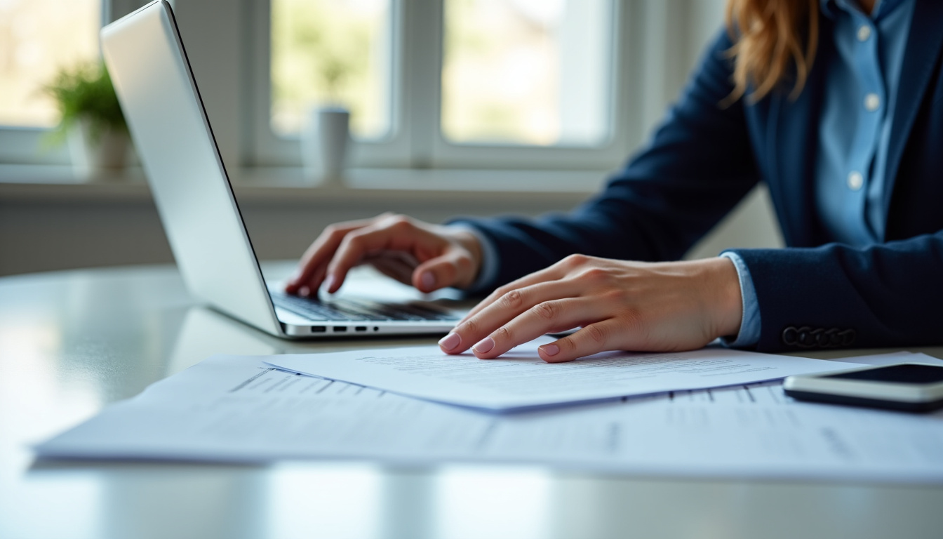 Personne utilisant un ordinateur portable pour remplir un formulaire de simulation de prime d