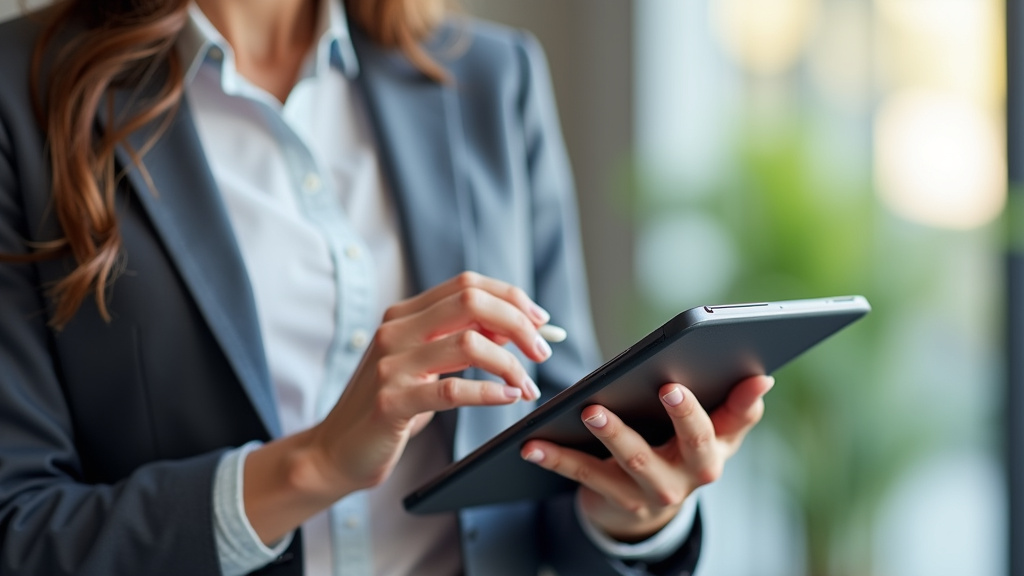 Personne utilisant une tablette pour simuler un prêt personnel Cofidis en ligne