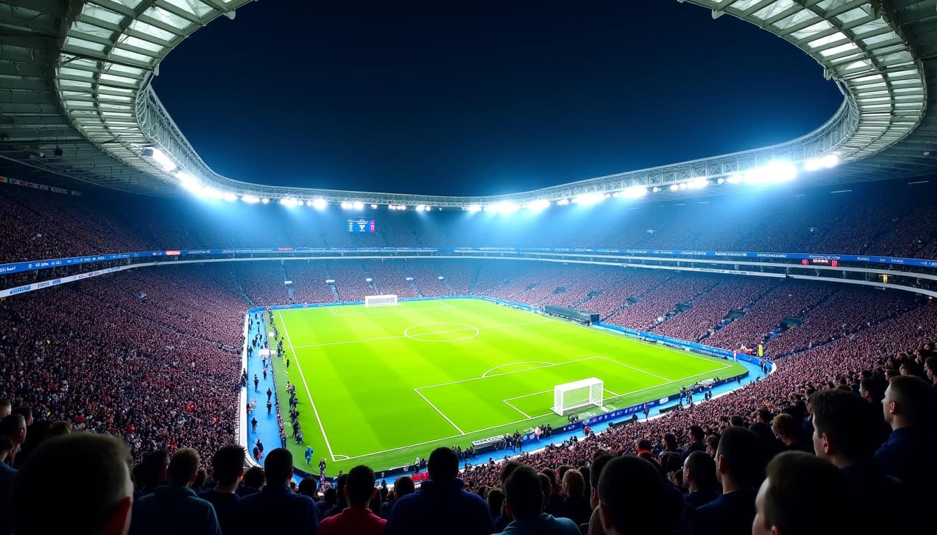 Vue aérienne du Parc des Princes rempli pour le match PSG contre Aston Villa en Ligue des Champions 2025