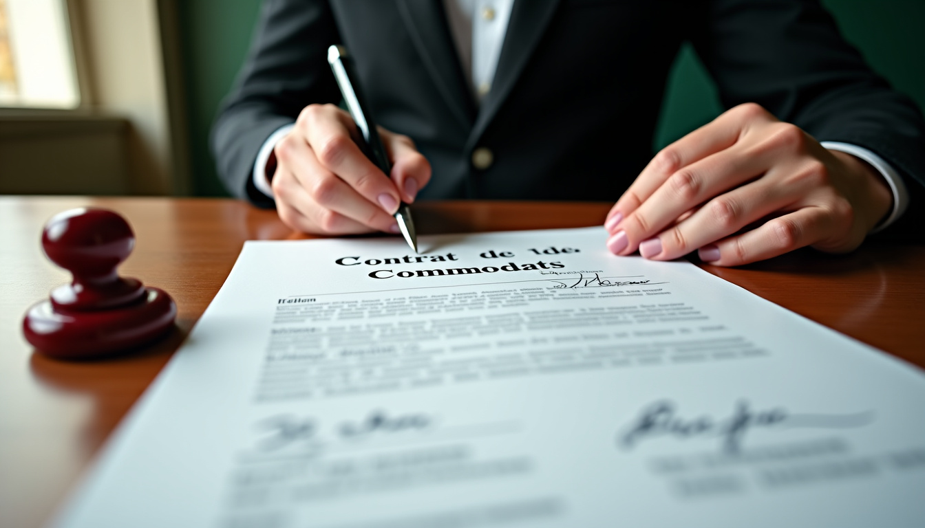 Document juridique illustrant un contrat de commodat avec signature des deux parties