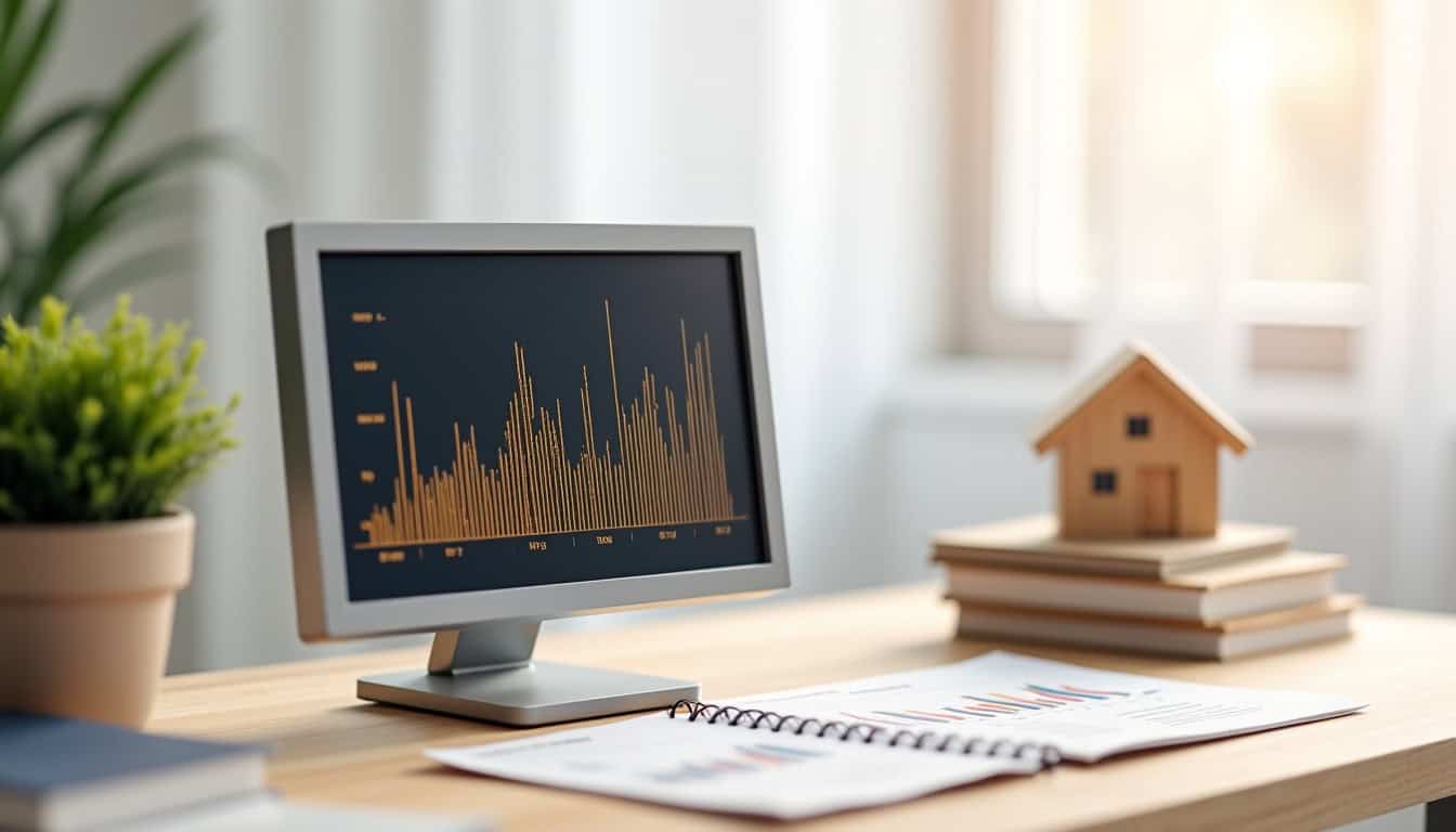 Professionnel analysant des données immobilières sur un écran d