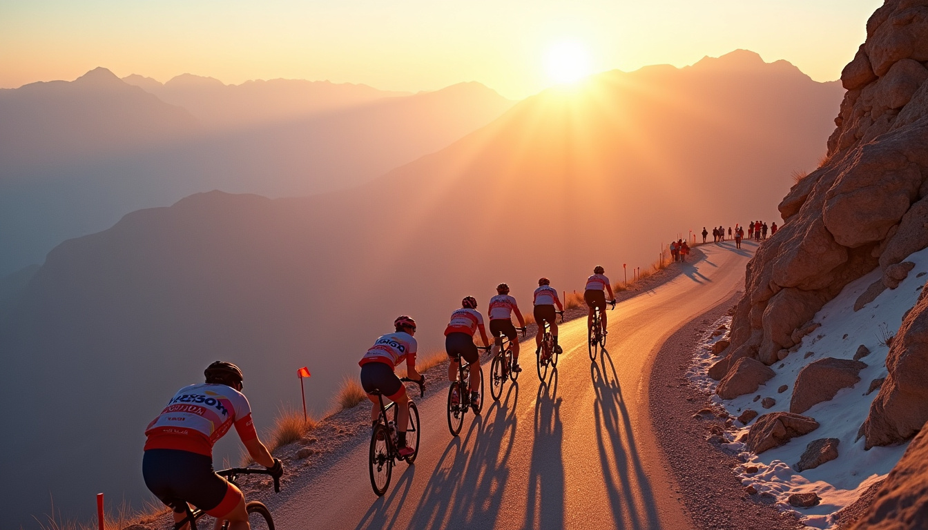 Arrivée du Tour de France Femmes au sommet du Mont Ventoux, avec les coureuses en pleine ascension