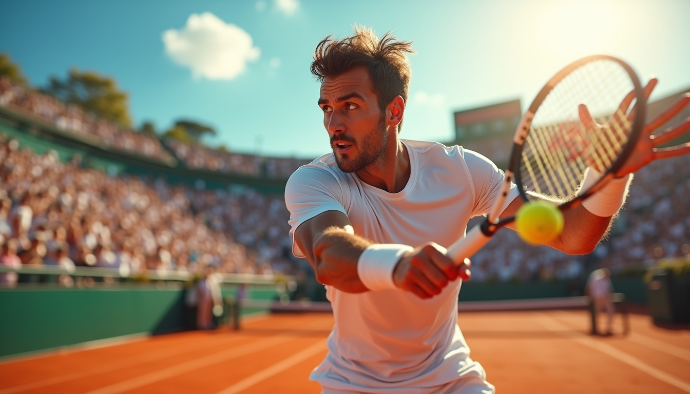 Carlos Alcaraz en action lors de la finale des Internationaux de France 2025