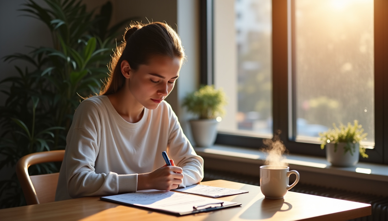 Personne examinant une liste de critères pour sa recherche de location: budget, quartier, type de bien