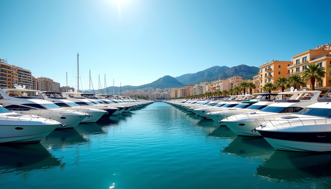 Port de Fontvieille à Monaco avec des yachts et la ville en arrière-plan