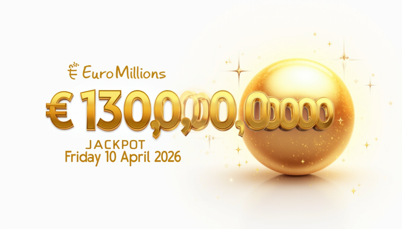 Affiche du prochain tirage EuroMillions avec le montant du jackpot