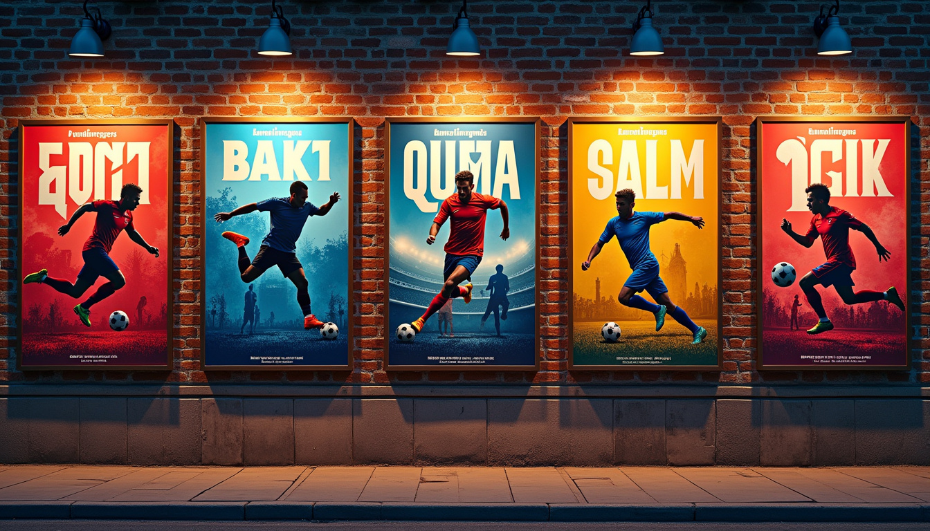 Affiches de différents matchs de football internationaux en cours