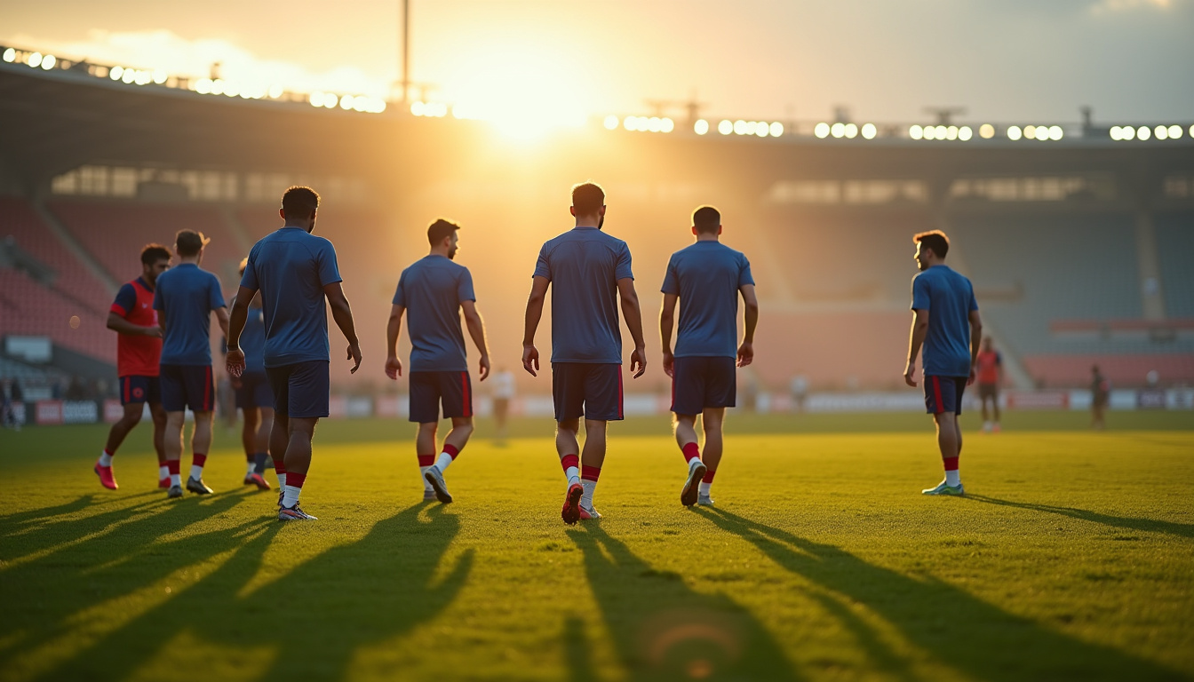 Joueurs du Paris FC en entraînement sous la direction de leur entraîneur