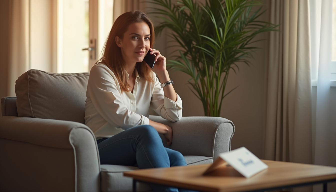 Personne utilisant son téléphone pour contacter le service client de La Banque Postale