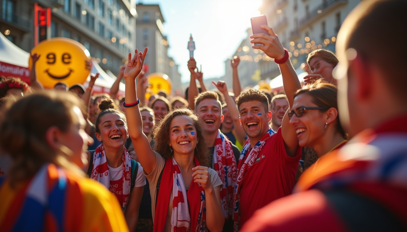 Supporters rassemblés dans la zone d’animation officielle de la Ligue 1 McDonald