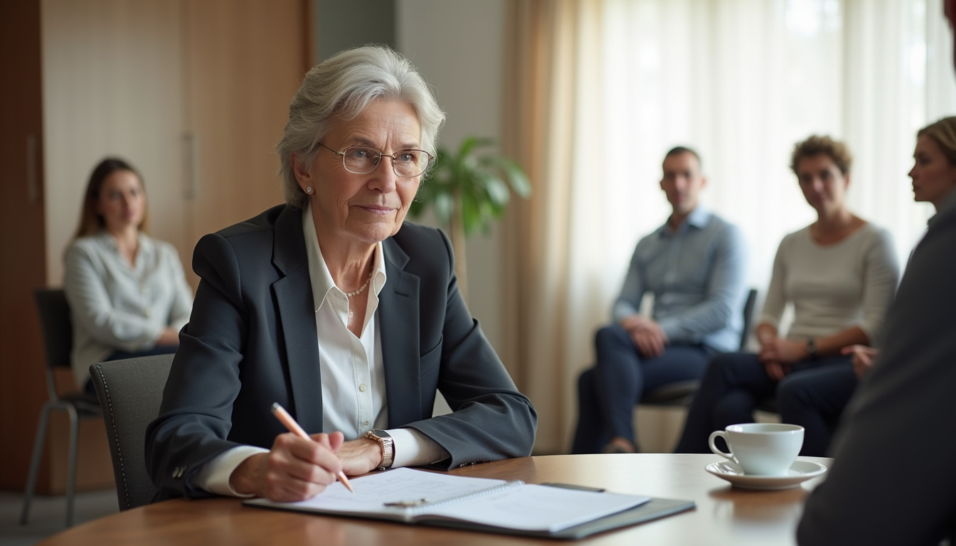 Agent administratif en réunion d'information sur la retraite