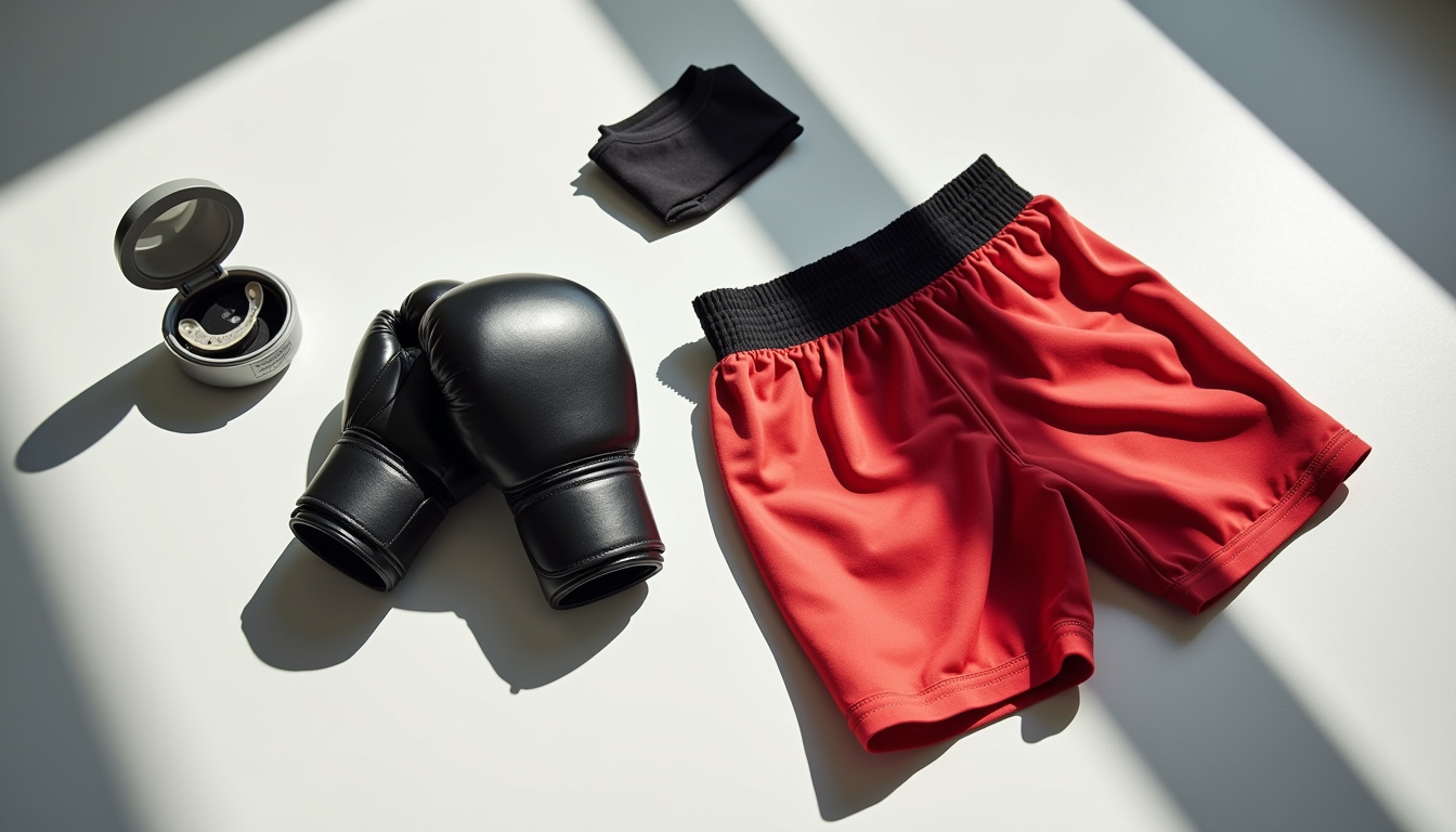 Équipement de base pour débuter en MMA: gants, protège-dents, coquille, short
