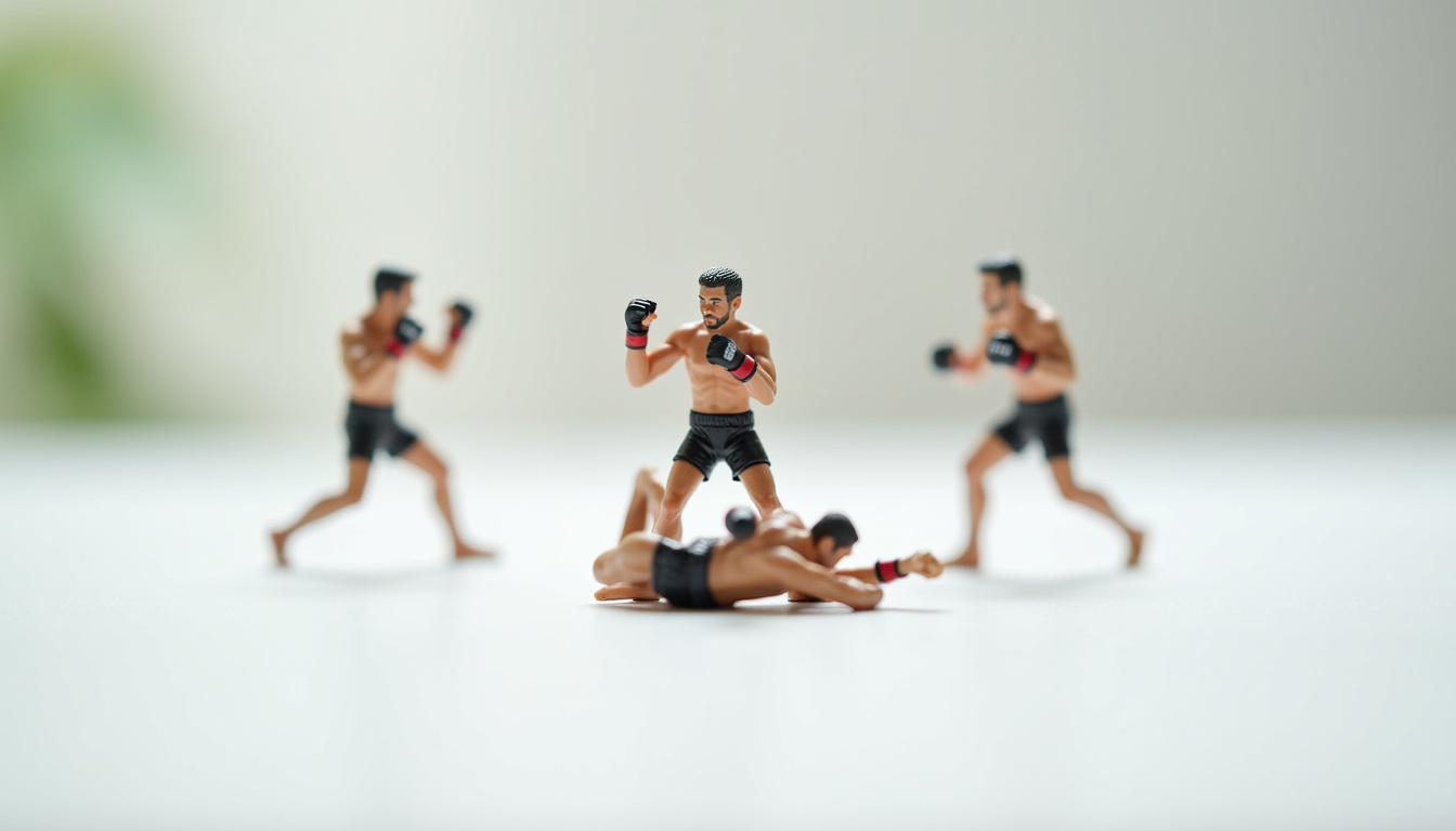 Illustration des trois distances techniques en MMA: debout, clinch et au sol