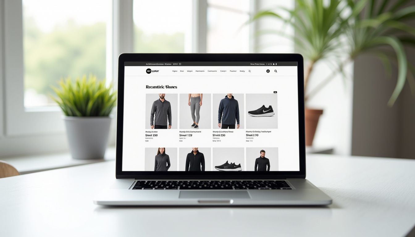 Affichage des produits i-Run sur le site: chaussures, vêtements et accessoires de sport