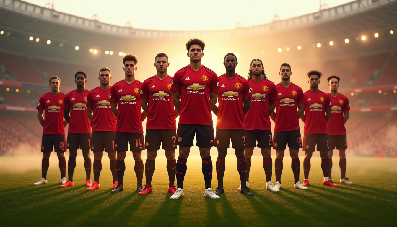 Composition de l'équipe type de Manchester United en 2026 sur un terrain vert