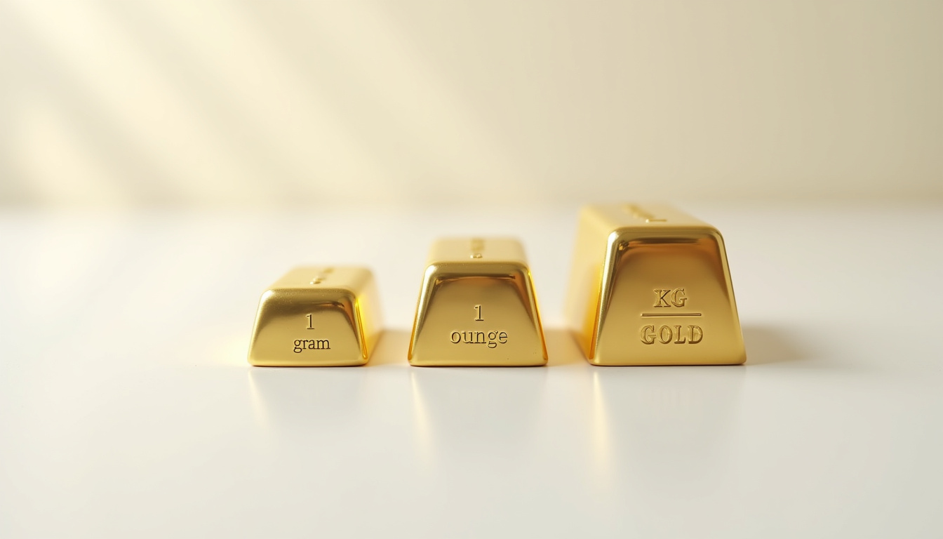 Différentes unités de mesure pour l'achat d'or: gramme, once, kilogramme