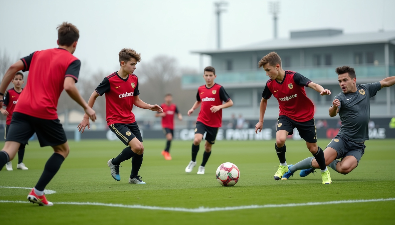 Jeunes joueurs en entraînement au centre de formation La Gaillette à Avion