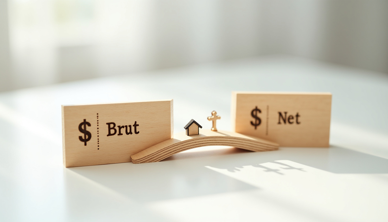 Schéma explicatif montrant la différence entre salaire brut et salaire net