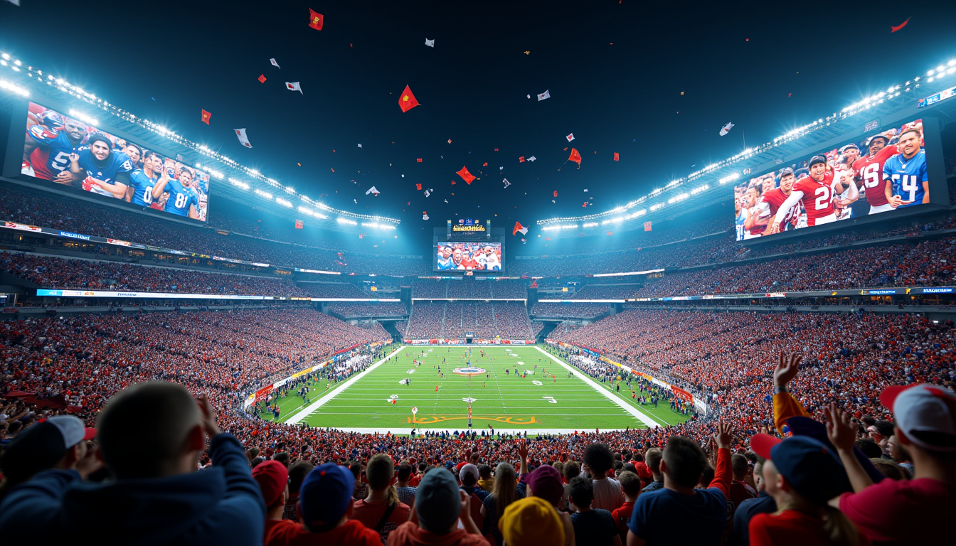 Stade rempli de supporters pendant un match de Super Bowl de la NFL